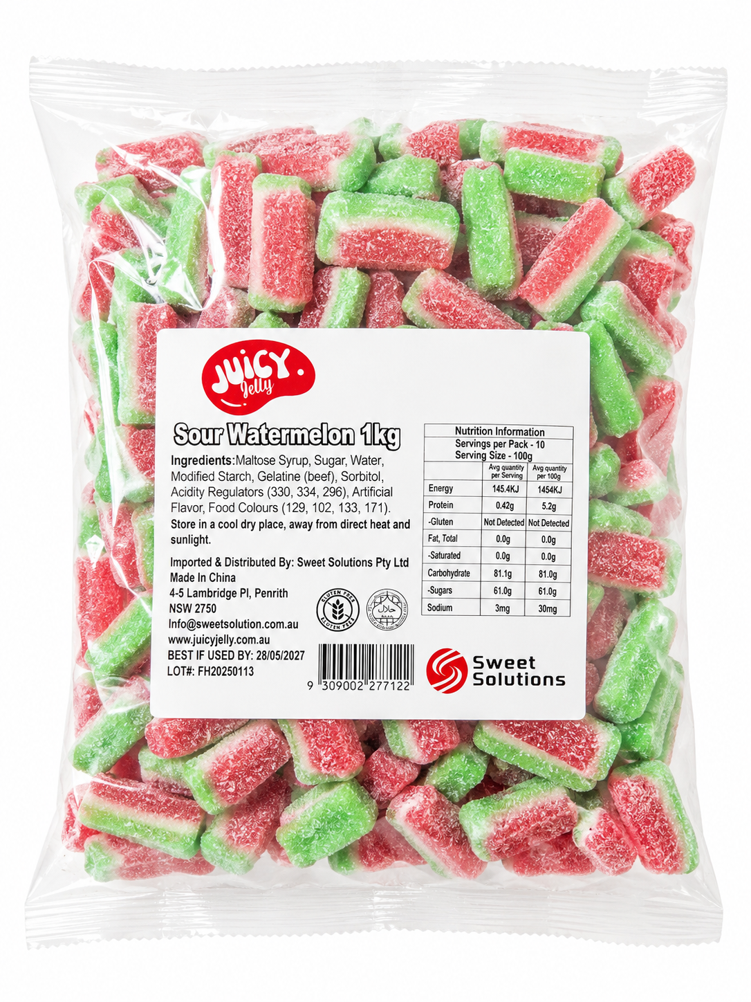 Fizzy Watermelon Slices 1kg – Wholesale Bulk Lollies - Juicy Jelly