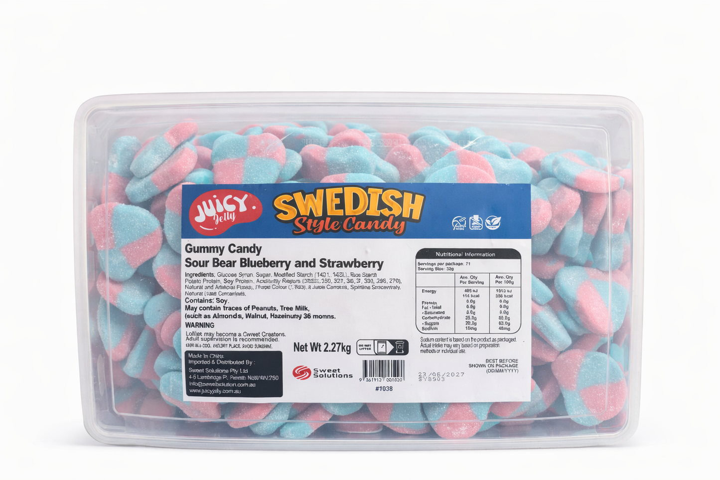 Swedish Style Sour Blueberry & Strawberry Bears 2.27kg