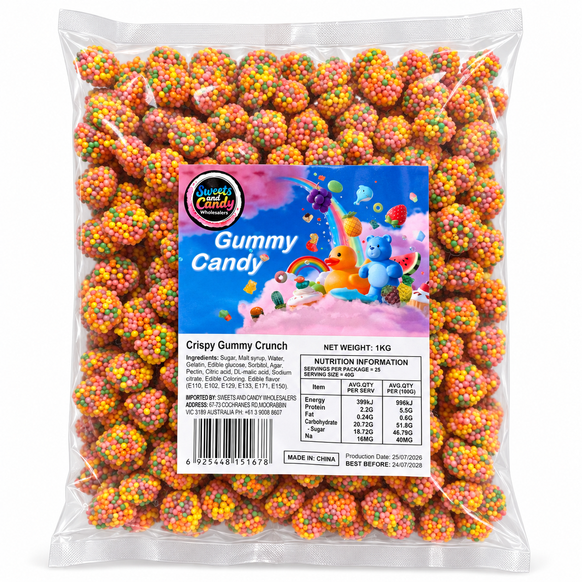 4D Crispy Gummy Crunch 1kg – wholesale bulk lollies