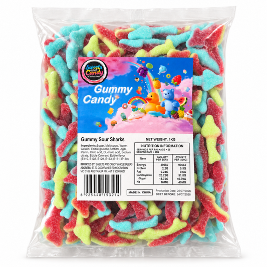 4D Gummy Sour Sharks 1kg – wholesale bulk lollies