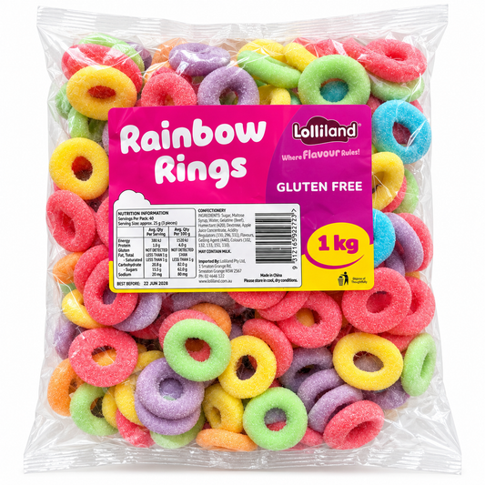 Lolliland Rainbow Rings 1kg – wholesale bulk lollies