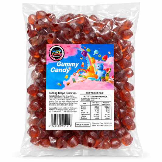 4D Peelable Gummy Grapes 1kg – wholesale bulk lollies